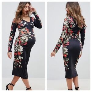 Bluebelle Maternity Midi Bodycon Dress in Floral